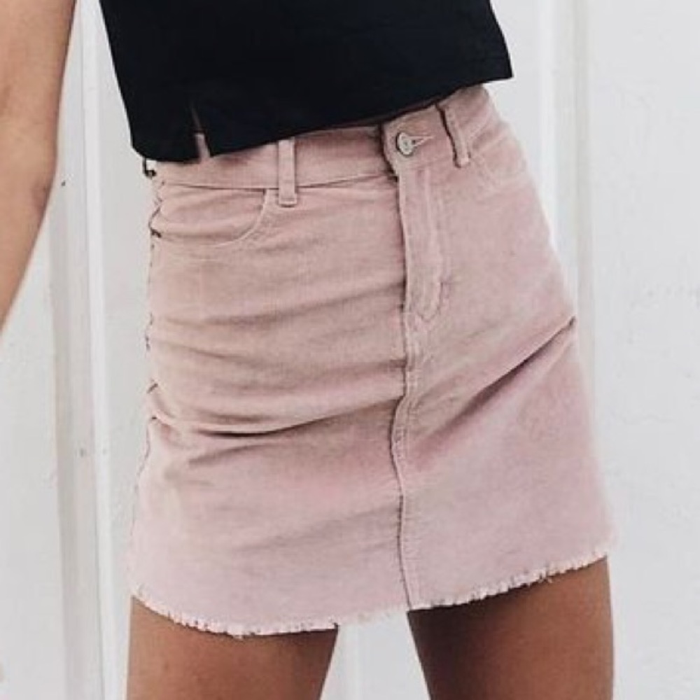 Brandy Melville light pink corduroy mini skirt